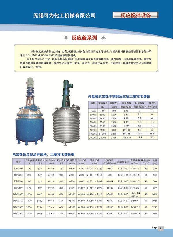 反应釜系列产品说明